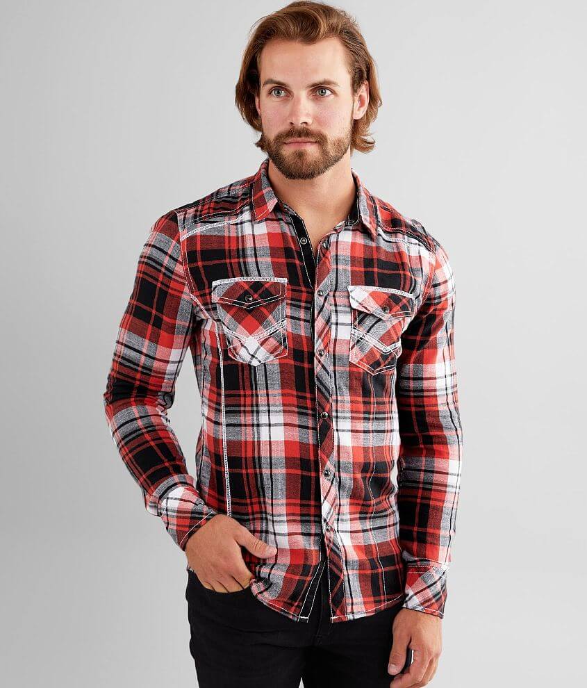 BKE Plaid Tailored Shirt front view