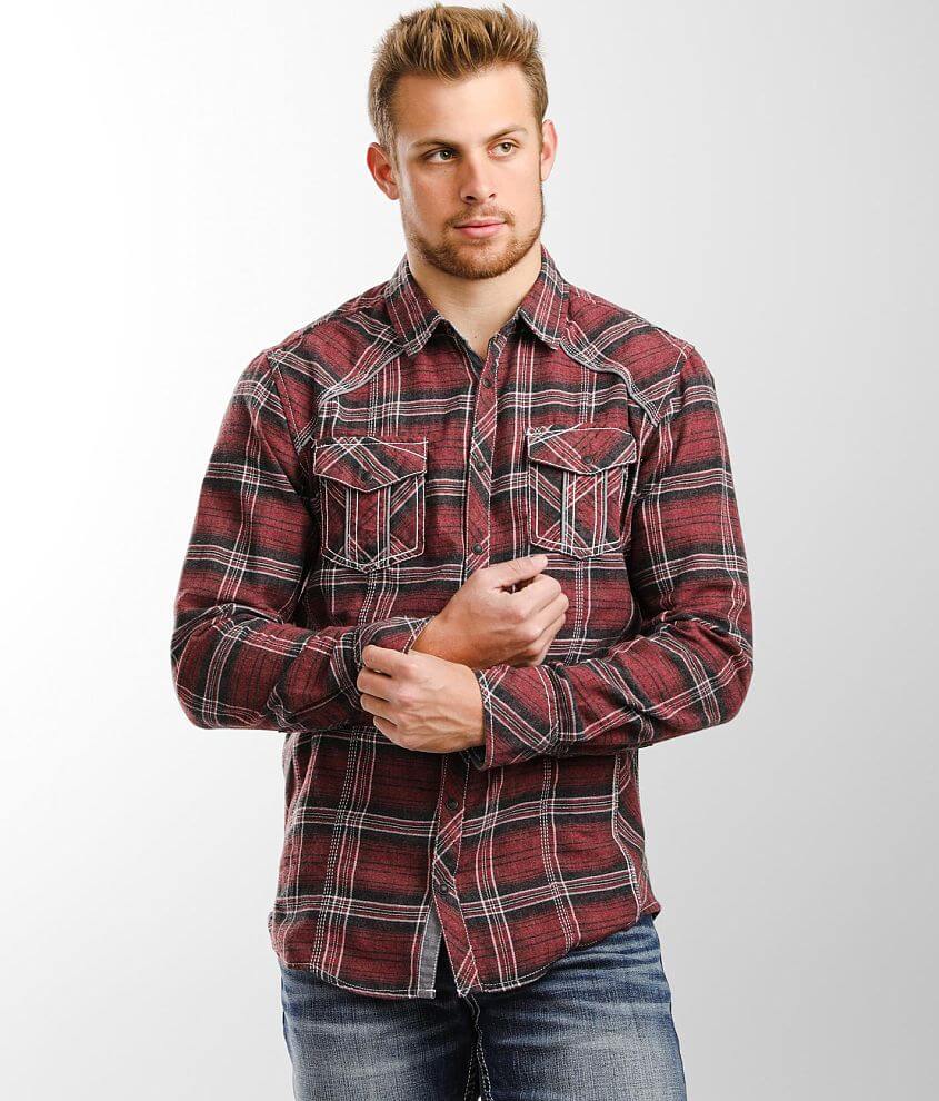 BKE Flannel Plaid Athletic Shirt - Men's Shirts in Red Black White | Buckle