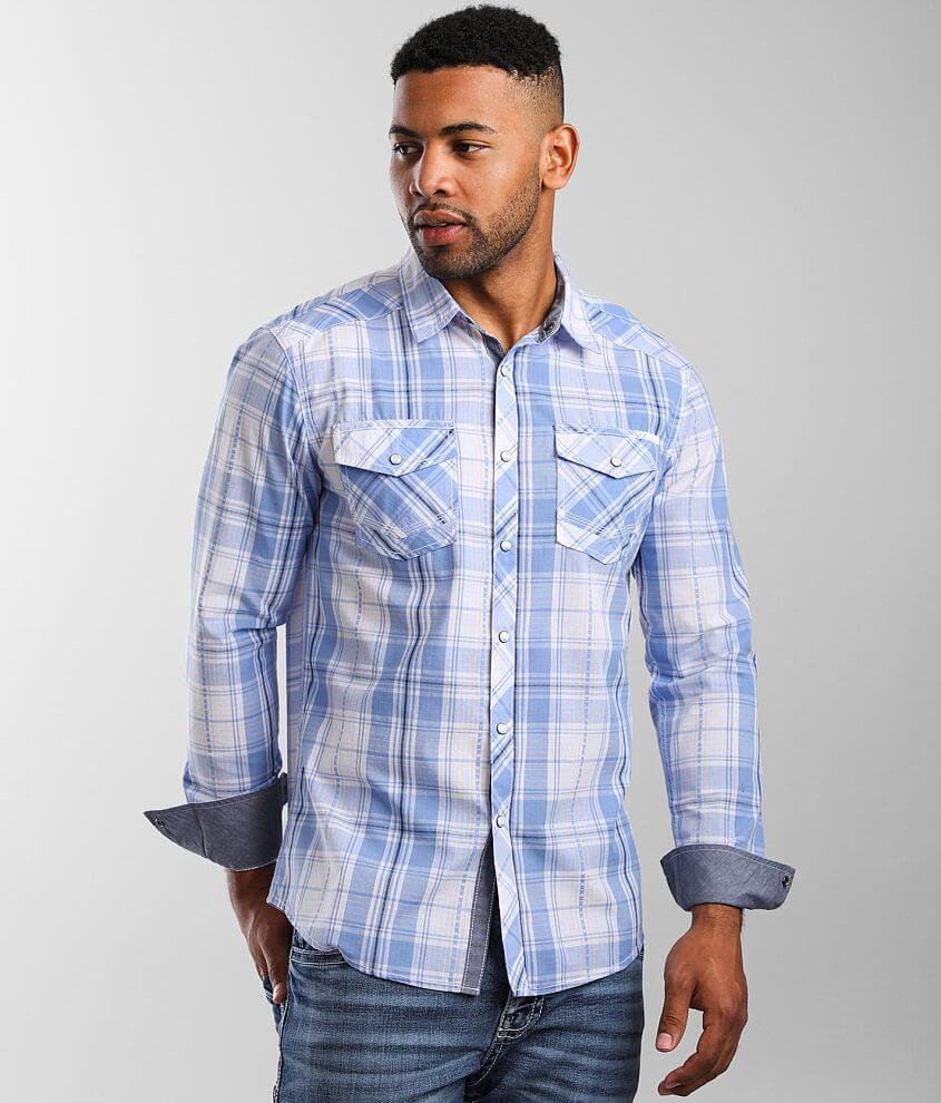 BKE Plaid Athletic Shirt - Men's Shirts in White Lavender | Buckle