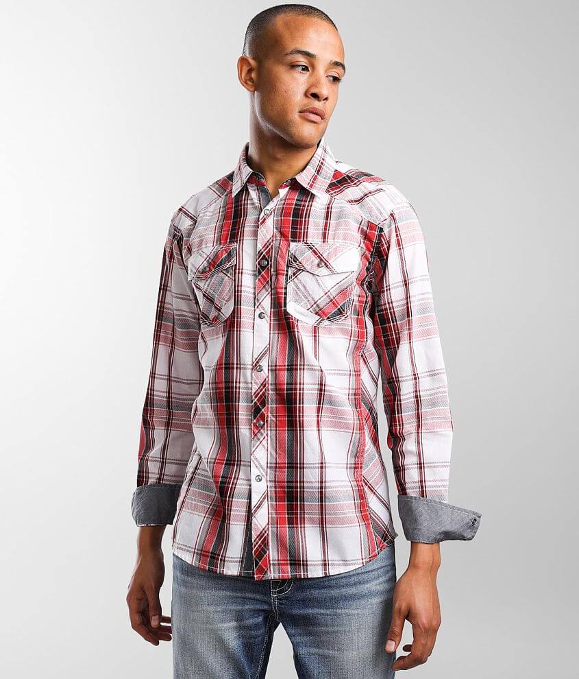 BKE Plaid Athletic Shirt - Men's Shirts in Red Black White | Buckle