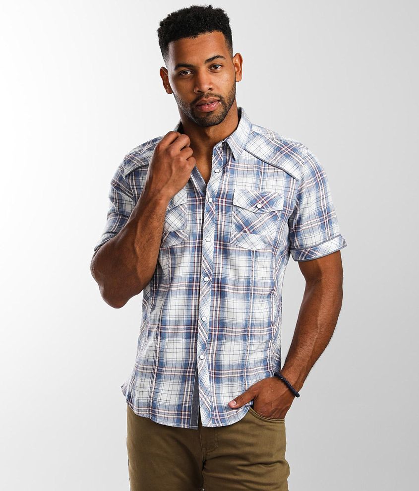 BKE Brushed Plaid Athletic Shirt front view