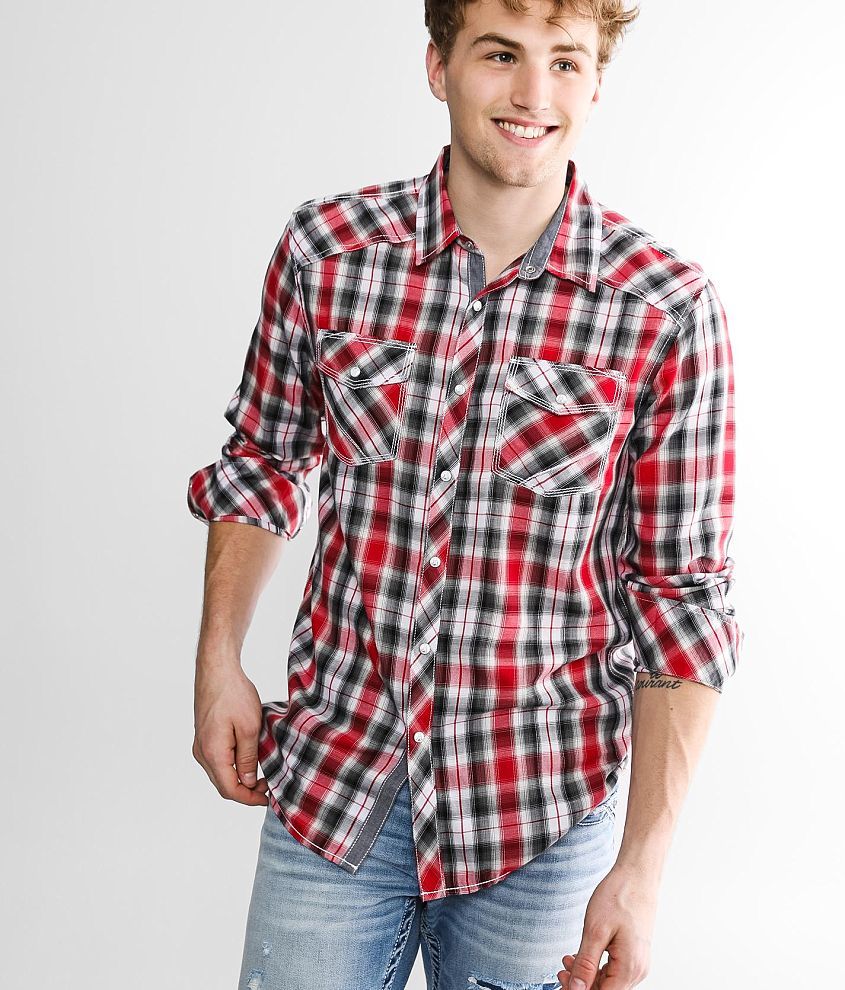 BKE Plaid Athletic Shirt front view