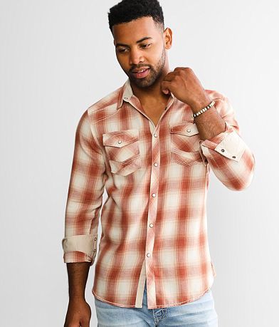 Split Flannel Button Down - Brown/Orange – Refried Apparel