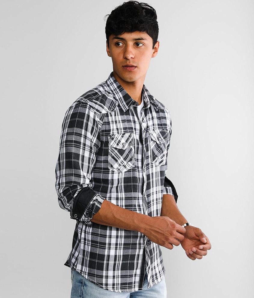 BKE Plaid Tailored Shirt front view