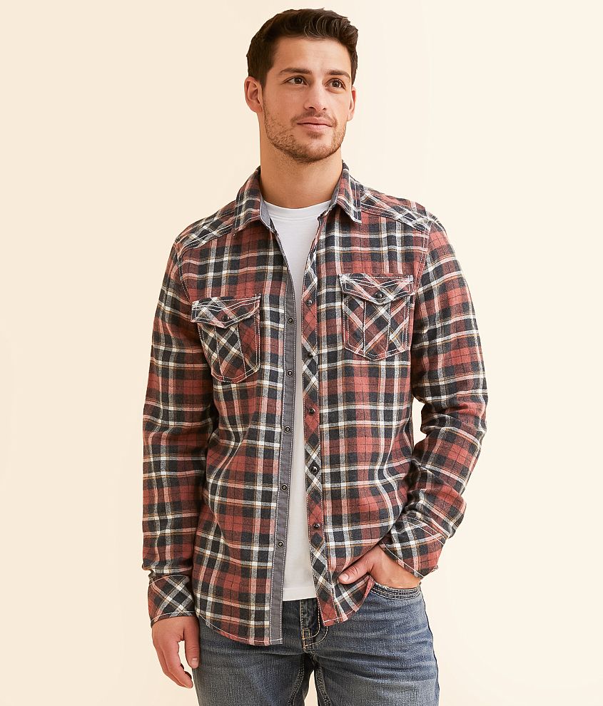 BKE Brushed Plaid Athletic Shirt front view