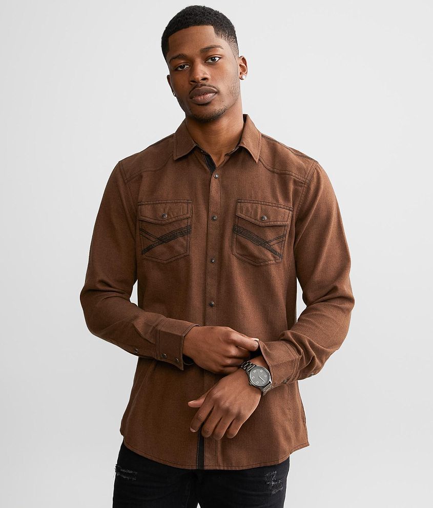 Departwest Plaid Shirt - Men's Shirts in Tobacco Brown