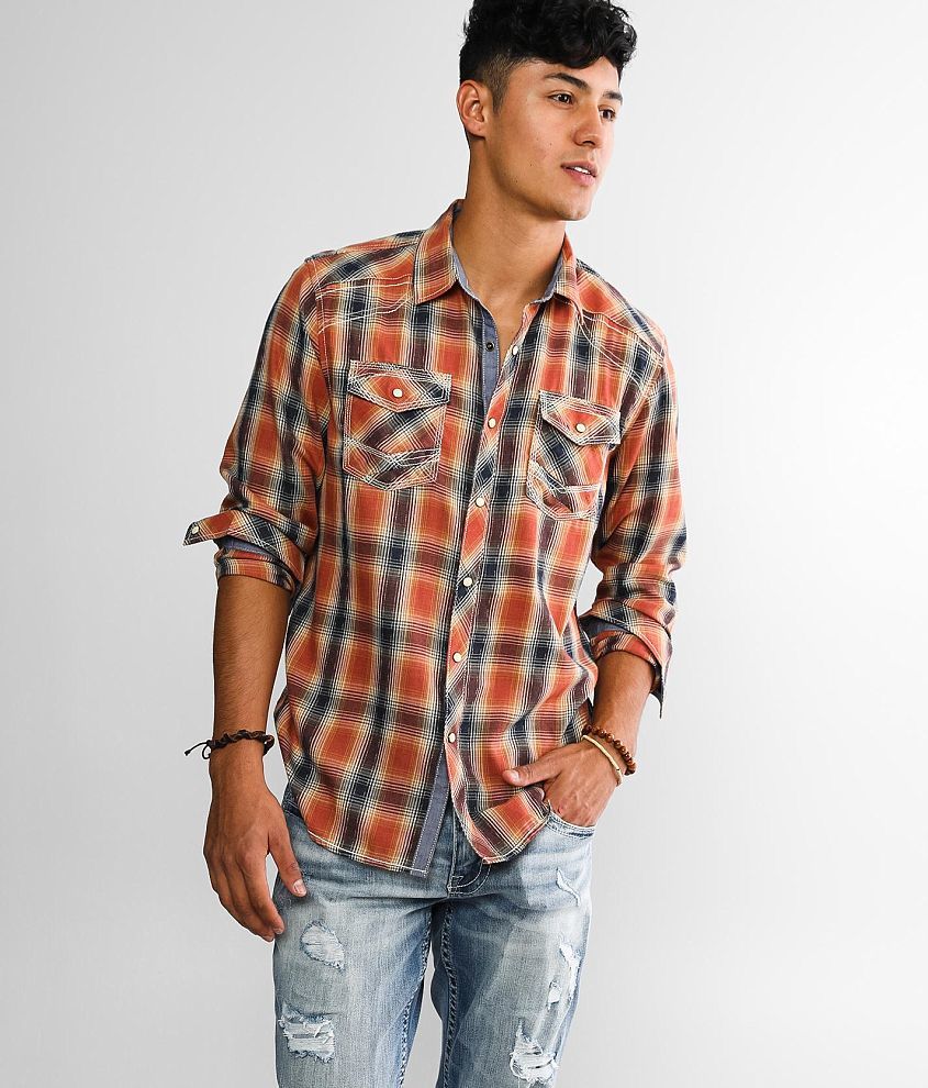 BKE Plaid Standard Shirt front view