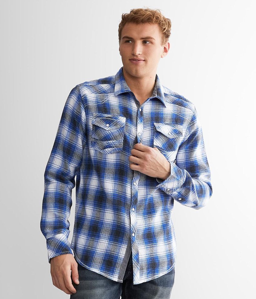 BKE Brushed Plaid Athletic Shirt front view