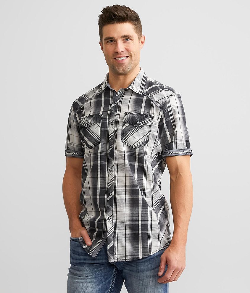 BKE Plaid Standard Shirt - Men's Shirts in Black White | Buckle