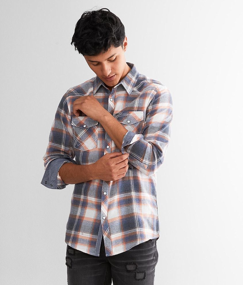 BKE Brushed Plaid Standard Shirt front view