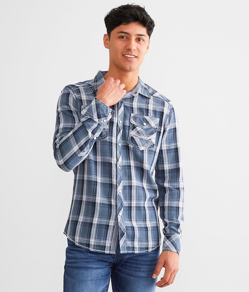 BKE Plaid Tailored Shirt front view