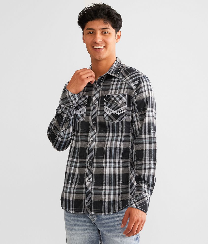 BKE Plaid Standard Stretch Shirt front view