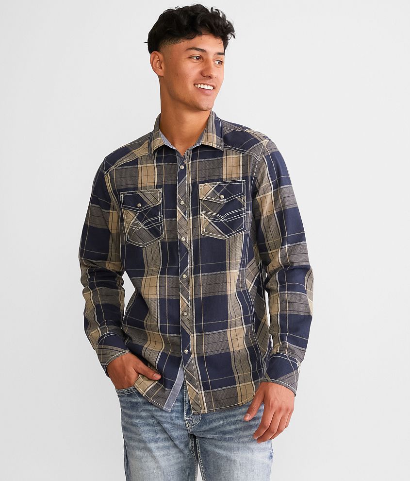 BKE Plaid Standard Shirt front view