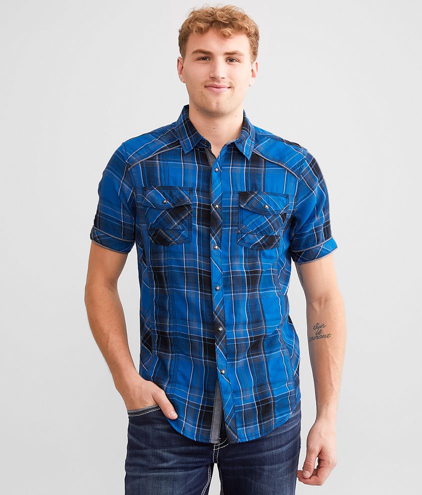 BKE Plaid Tailored Shirt front view