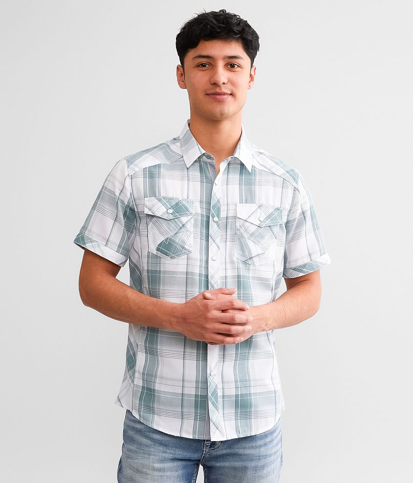 BKE Plaid Standard Shirt front view