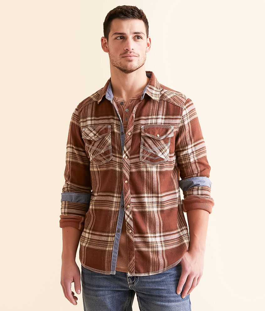 BKE Brushed Plaid Standard Shirt front view