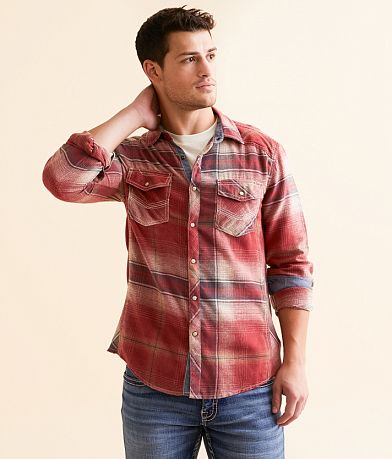 BKE Brushed Plaid Athletic Shirt front view