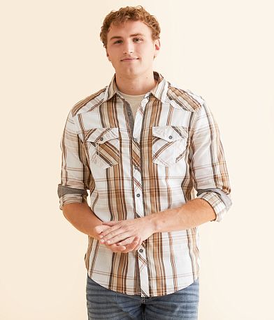 BKE Plaid Standard Shirt front view