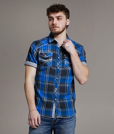 BKE Plaid Standard Shirt front view