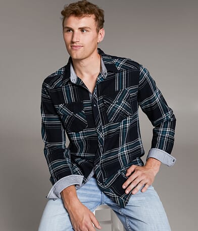 BKE Plaid Standard Shirt front view