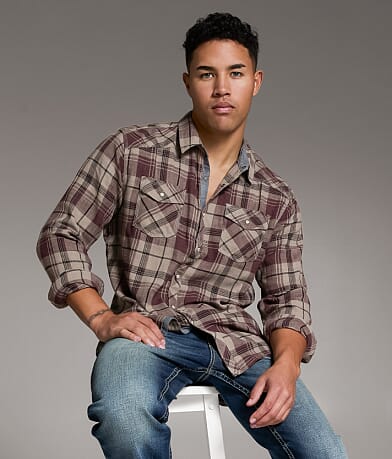 BKE Plaid Athletic Shirt front view