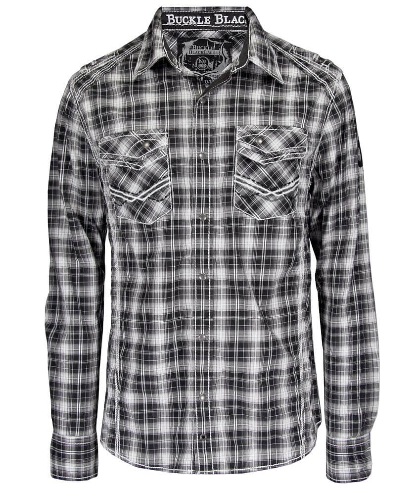Buckle Black Pieced Snap Front Shirt front view