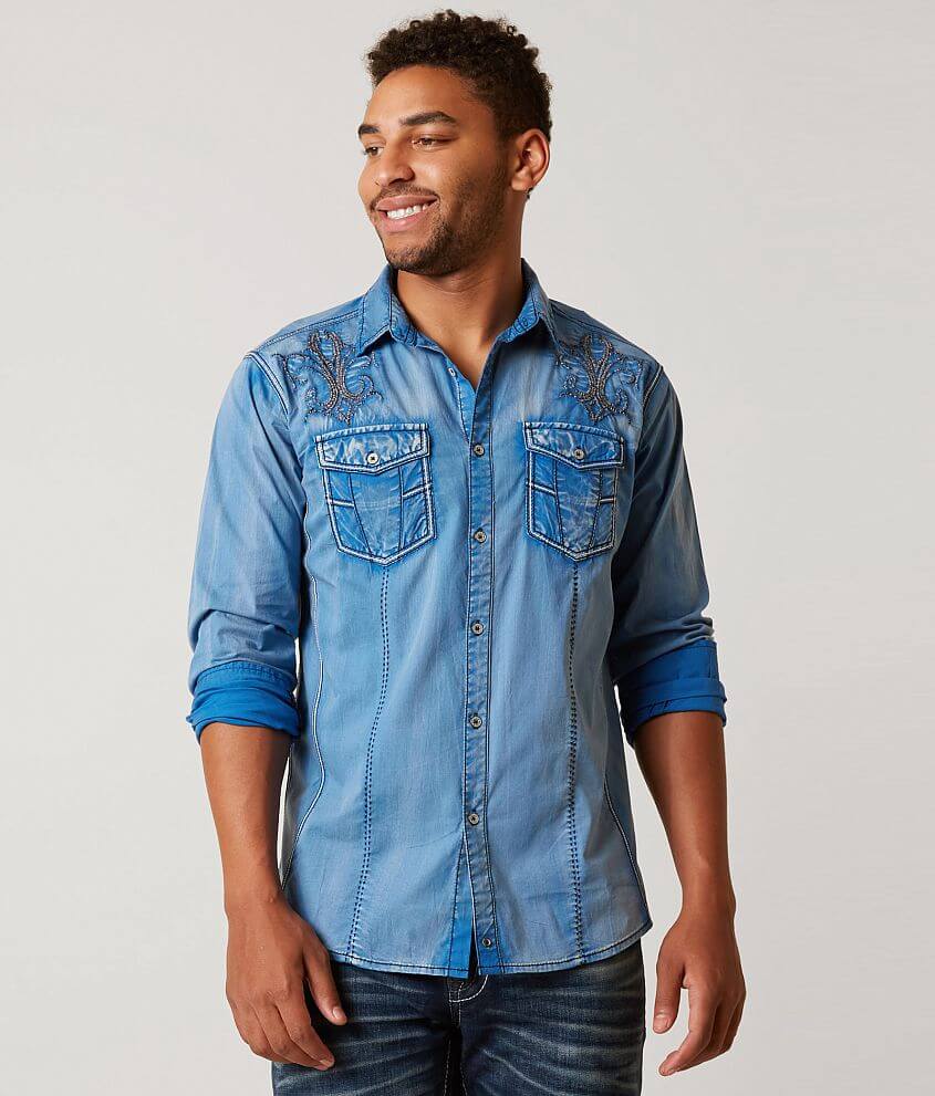 Buckle Black Faded Stretch Shirt front view