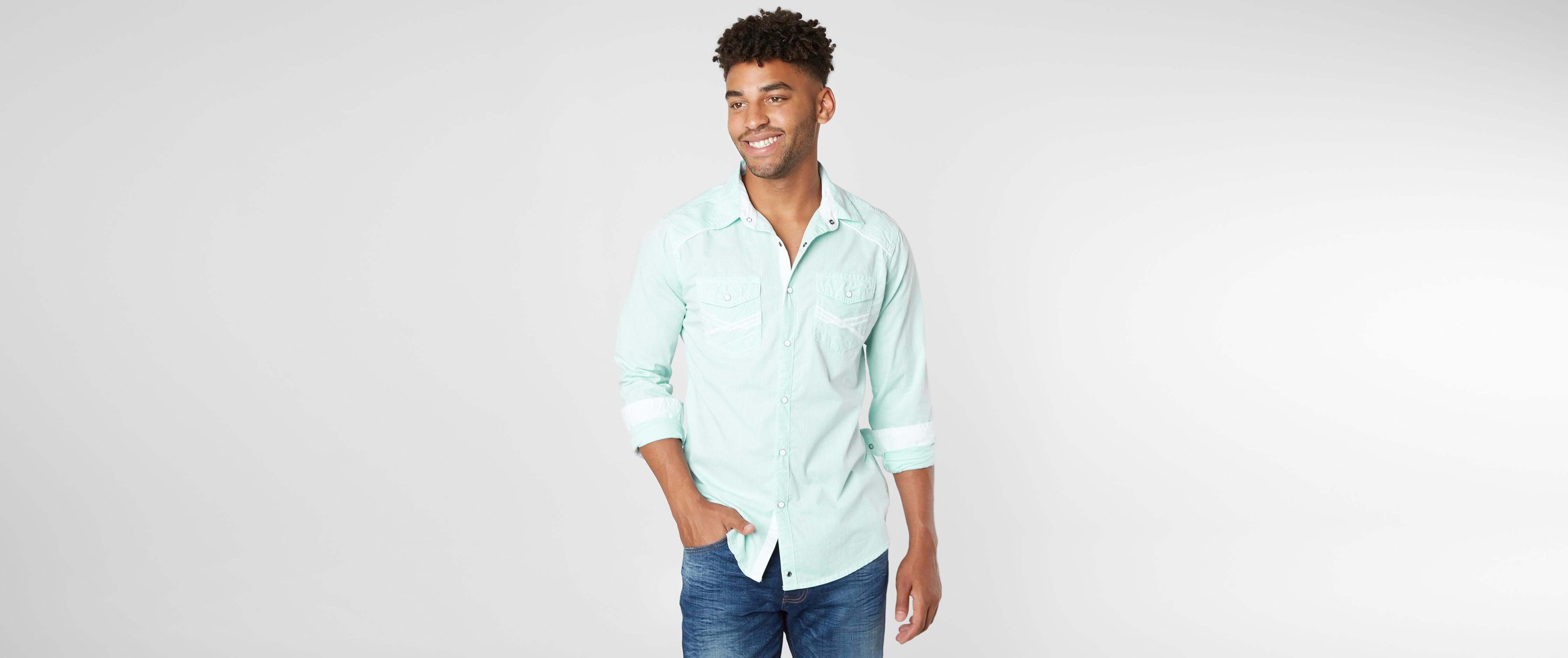 Image of Buckle Black Light Shining Stretch Shirt