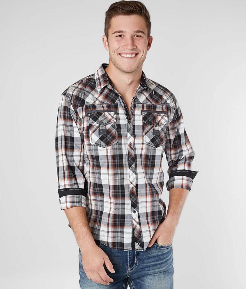 Buckle Black Plaid Relaxed Stretch Shirt - Men's Shirts in Black Rust ...