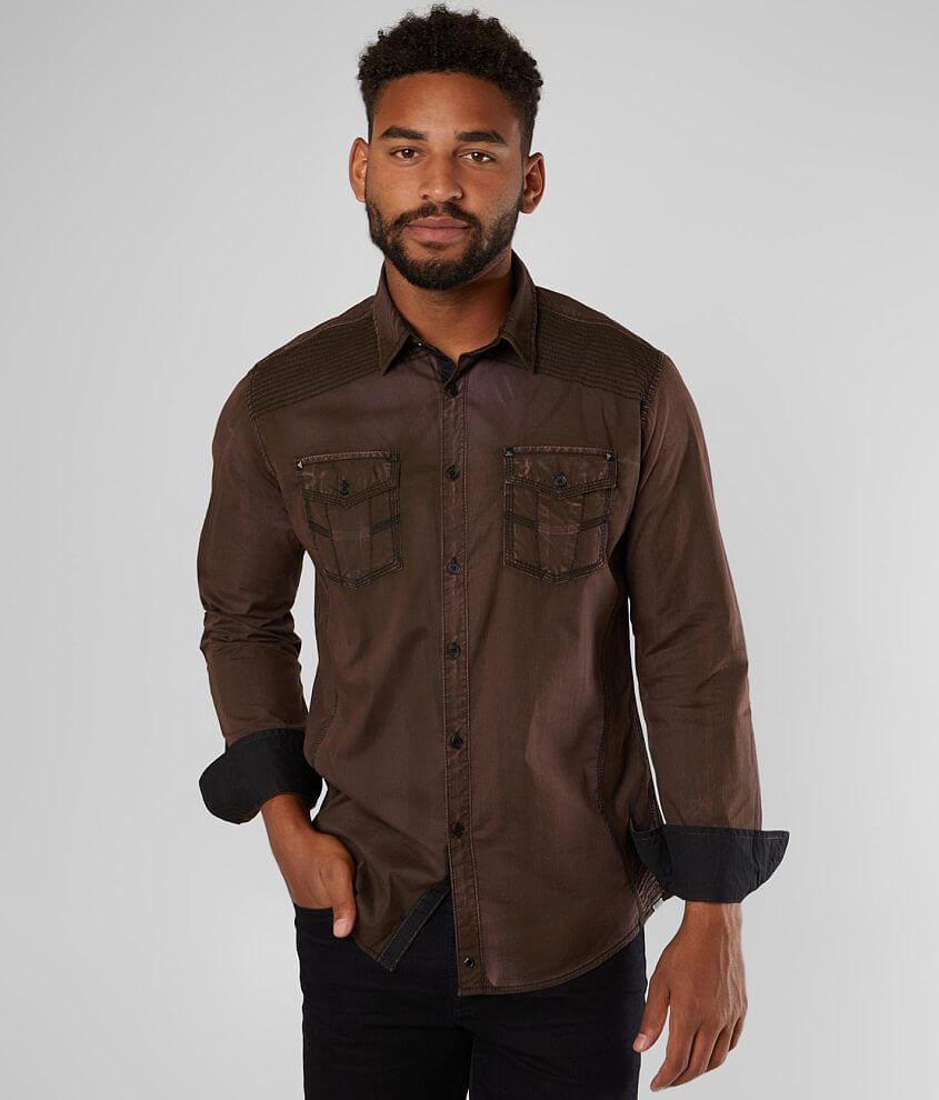 Buckle Black Washed Athletic Stretch Shirt Men's Shirts in Dusty
