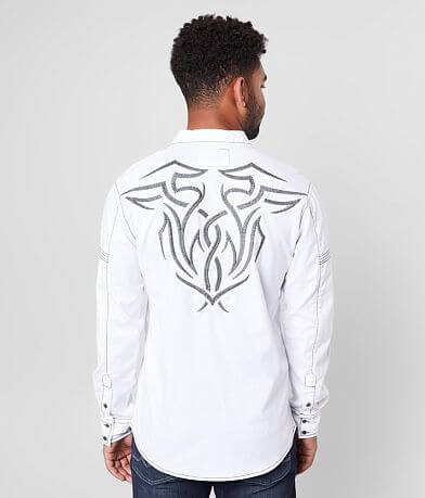 Buckle Black Embroidered Athletic Stretch Shirt BACK