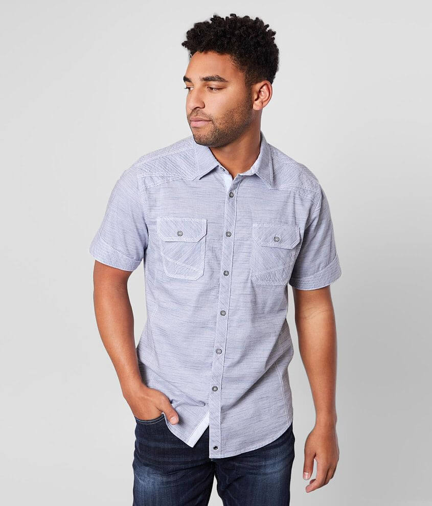 Buckle Black Marled Athletic Stretch Shirt Men's Shirts in White Grey