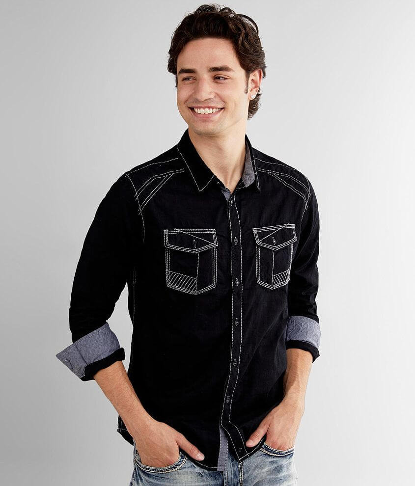 Buckle Black Solid Standard Stretch Shirt - Men's Shirts in Black | Buckle