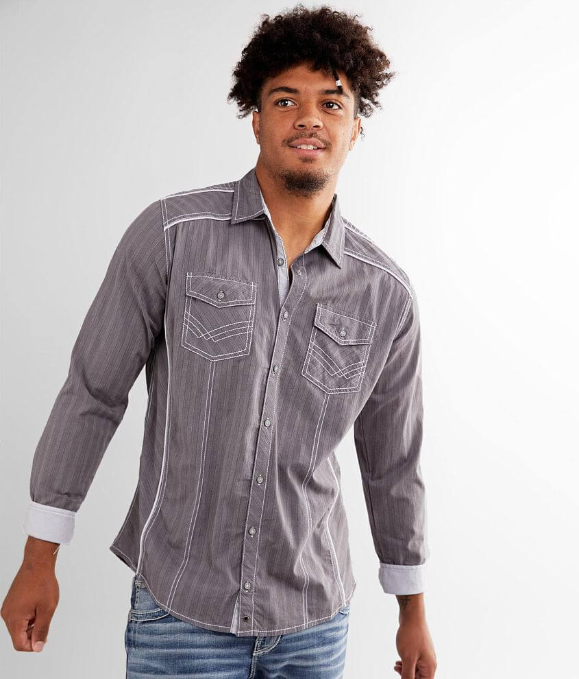 Buckle Black Striped Standard Stretch Shirt