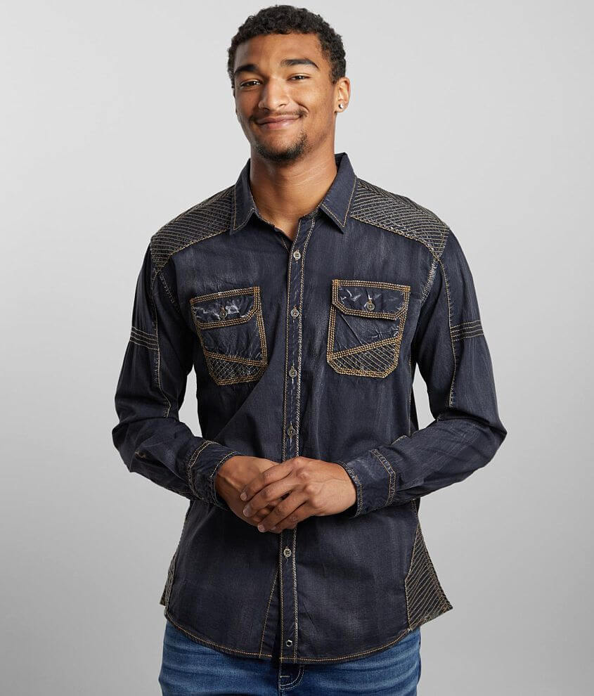 Image of Buckle Black Lava Washed Athletic Stretch Shirt