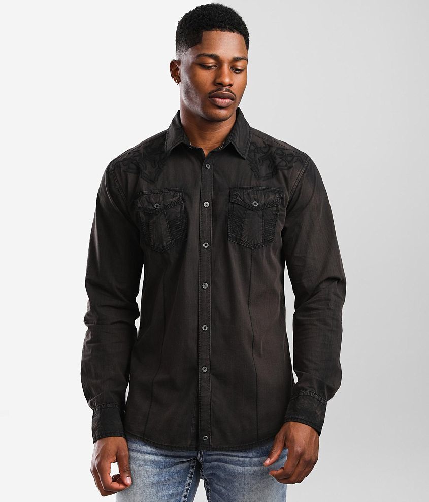 Buckle Black Washed Athletic Stretch Shirt front view