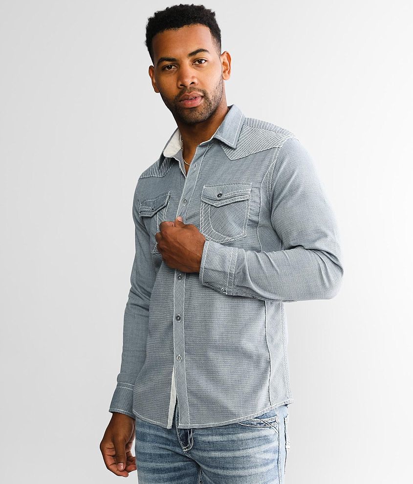 Buckle Black Textured Standard Stretch Shirt - Men's Shirts in