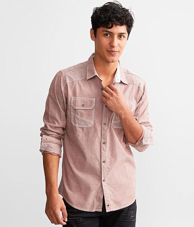 Buckle Black Embroidered Standard Shirt front view