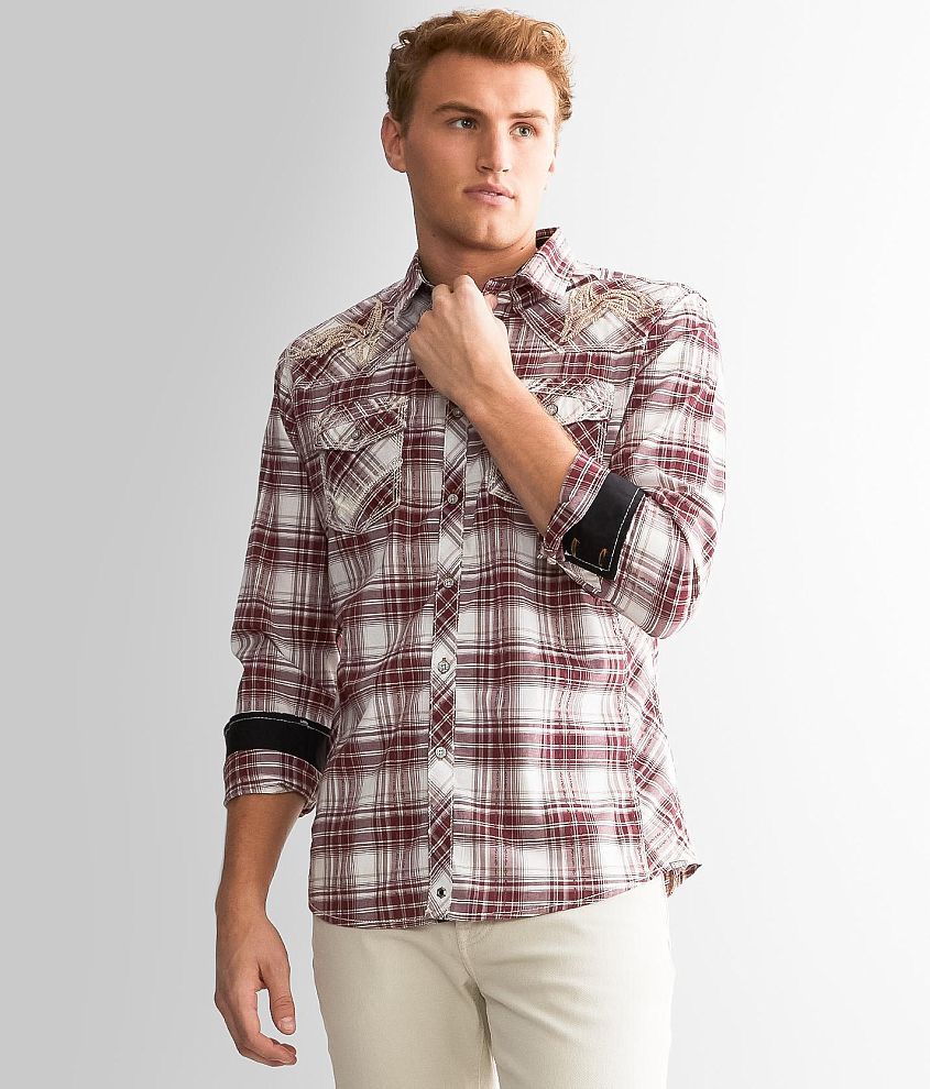 Buckle Black Plaid Athletic Stretch Shirt front view