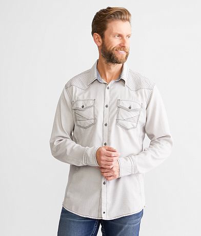 Buckle Black Textured Athletic Stretch Shirt front view