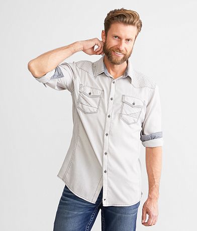 Buckle Black Textured Athletic Stretch Shirt FULL_LEFT_SIDE