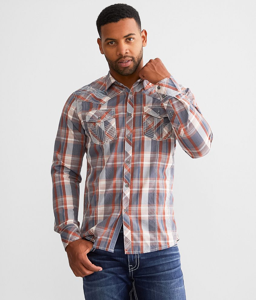 Buckle Black Plaid Athletic Shirt - Men's Shirts in Orange | Buckle