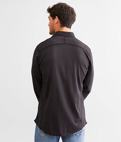Buckle Black Solid Athletic Stretch Shirt BACK