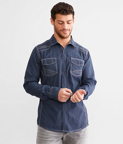 Buckle Black Embroidered Athletic Shirt front view
