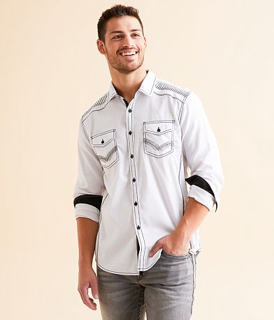 Buckle Black Athletic Stretch Shirt front view
