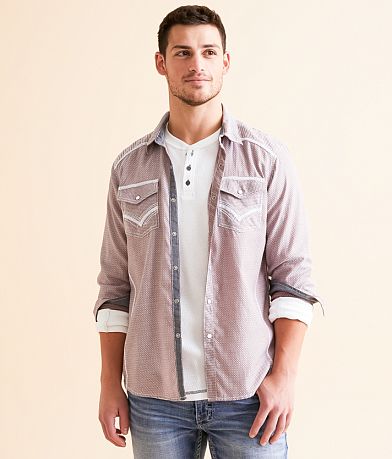 Buckle Black Embroidered Standard Shirt front view