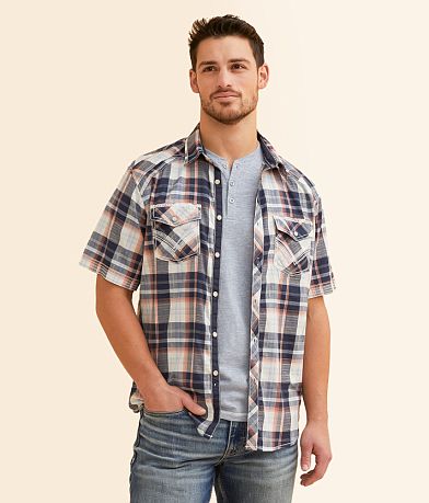 Buckle Black Plaid Athletic Stretch Shirt front view