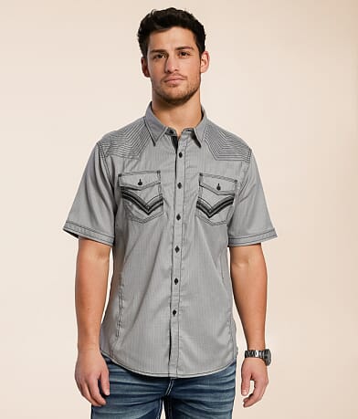 Buckle Black Embroidered Chevron Athletic Stretch Shirt front view