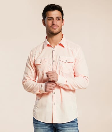 Buckle Black Embroidered Athletic Stretch Shirt front view