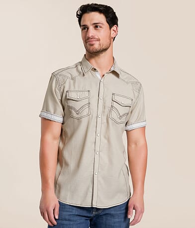 Buckle Black Embroidered Athletic Shirt front view
